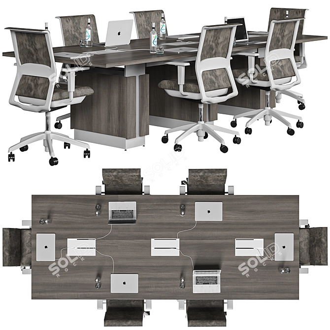 Brown Modern Conference Table 3D model image 6