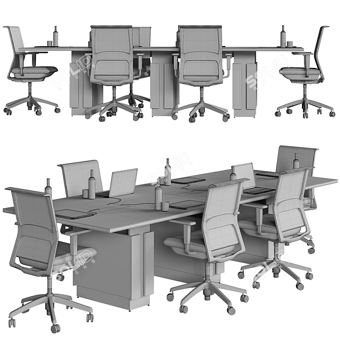 Brown Modern Conference Table 3D model image 7