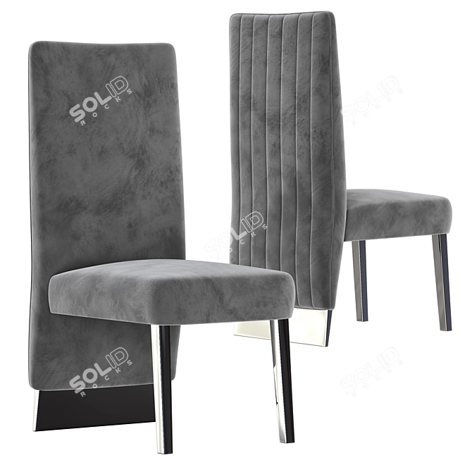 Gray Velvet Porsha Dining Chair 3D model image 2