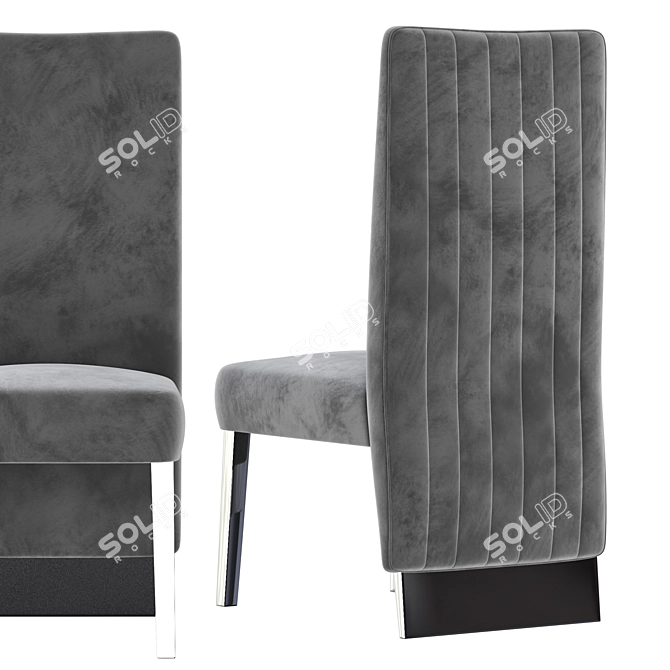 Gray Velvet Porsha Dining Chair 3D model image 3