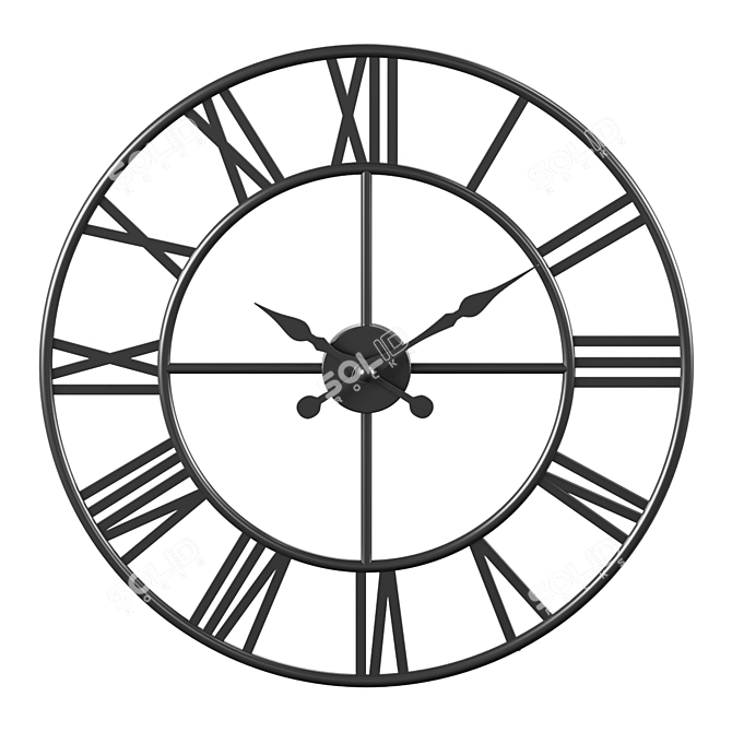 Modern Black Wall Clock 3D model image 1