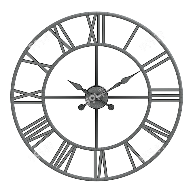 Modern Black Wall Clock 3D model image 2