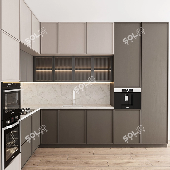 Modern Kitchen Design 3D model image 3