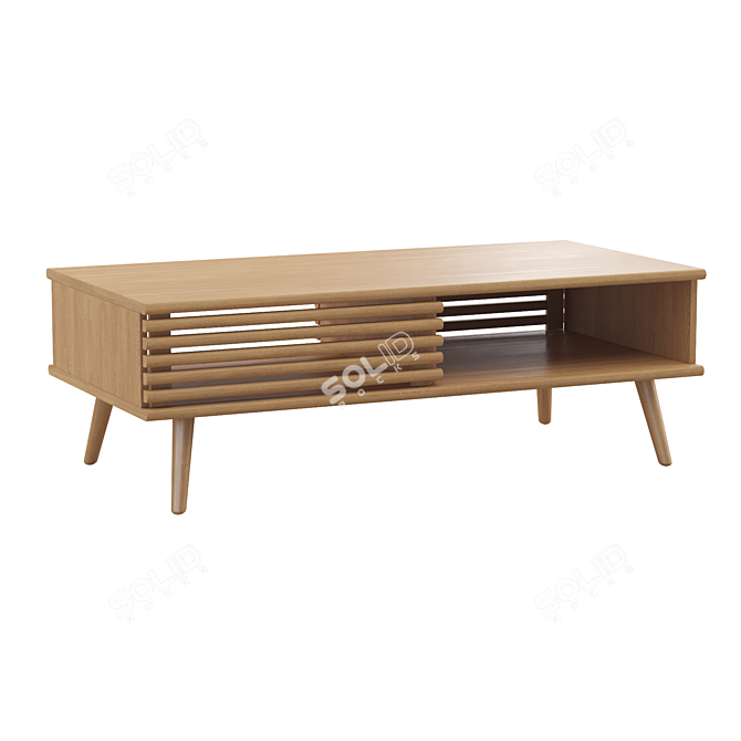 Mid-Century Oak Coffee Table 3D model image 1