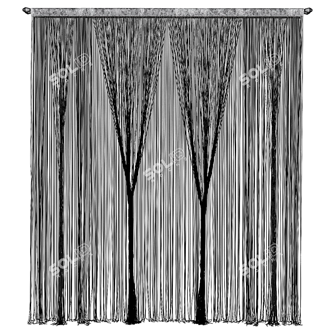 Elegant Lace Curtains 3D model image 6