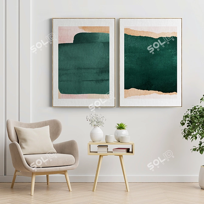 Elegant Framed Art Set 3D model image 2