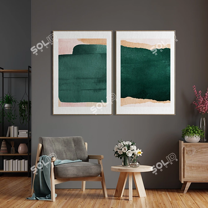 Elegant Framed Art Set 3D model image 4