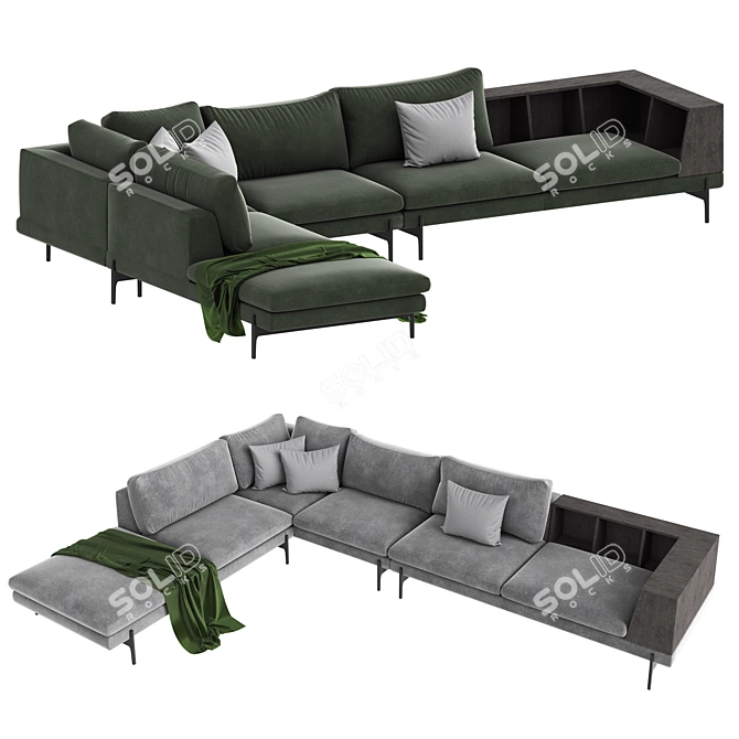 Italian L-shape Sofa by Kim Ditre 3D model image 2