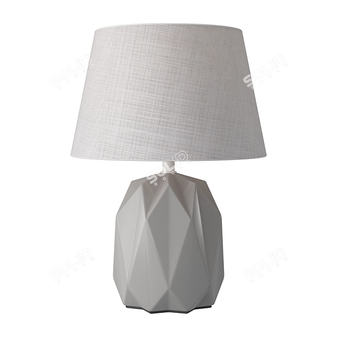 Modern Ceramic Table Lamp - Grey Base, Beige Fabric Shade 3D model image 2