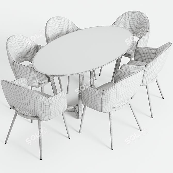 Elegant Oval Dining Set: Homary Table & Magrib Chairs 3D model image 4