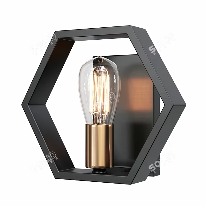 Modern Hexagon Sconce: Contemporary Elegance Illuminated 3D model image 1