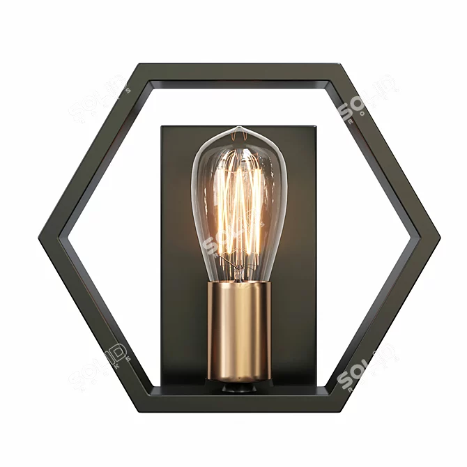 Modern Hexagon Sconce: Contemporary Elegance Illuminated 3D model image 2