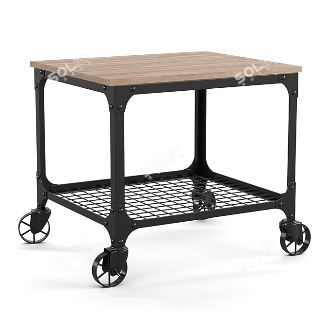 Industrial Style Rolling Bar Cart 3D model image 1