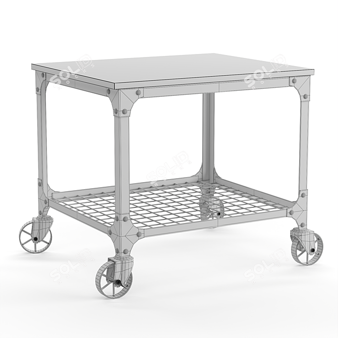 Industrial Style Rolling Bar Cart 3D model image 6