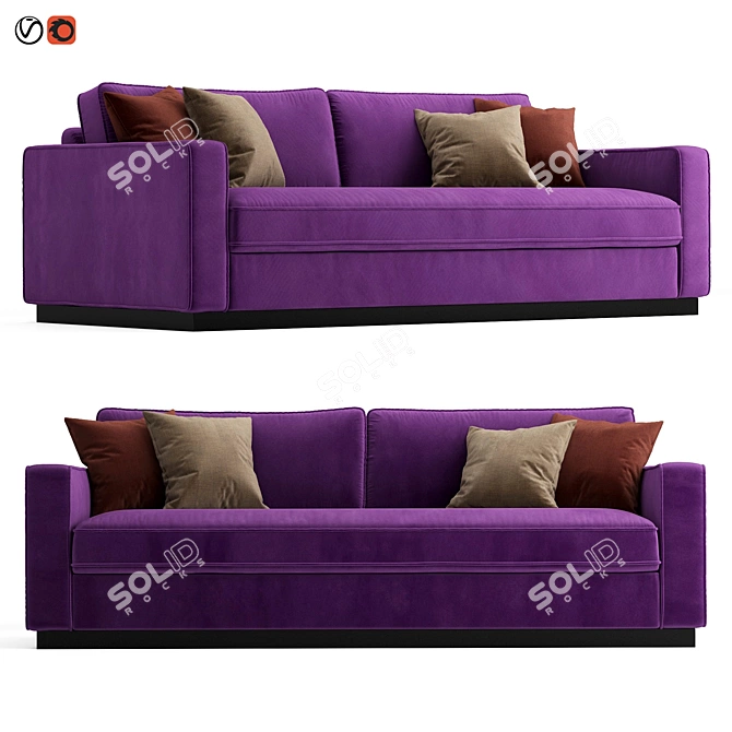 Elegant Dark Green Emonda Sofa 3D model image 1