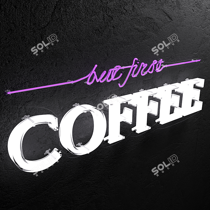 Colorful Neon Coffee Sign 3D model image 2