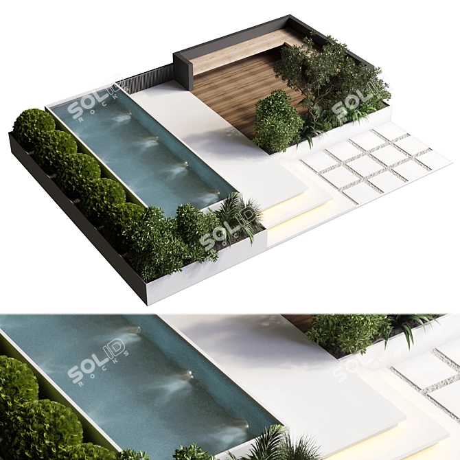 Outdoor Oasis: Furniture, Pool & Backyard 3D model image 1