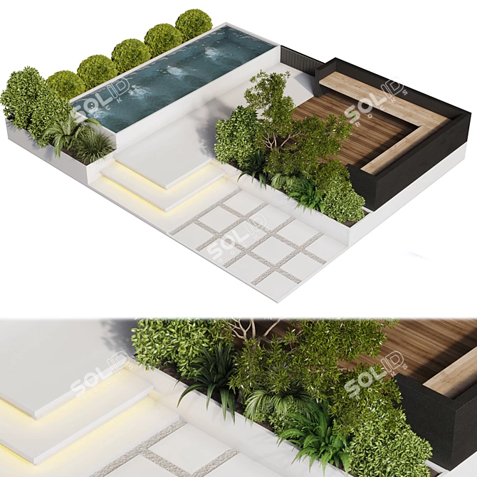 Outdoor Oasis: Furniture, Pool & Backyard 3D model image 2