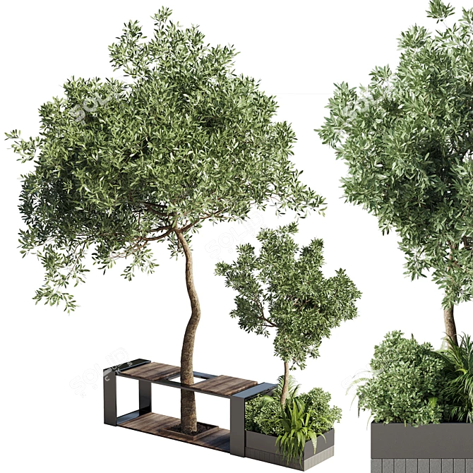 Urban Green Benches 3D model image 1