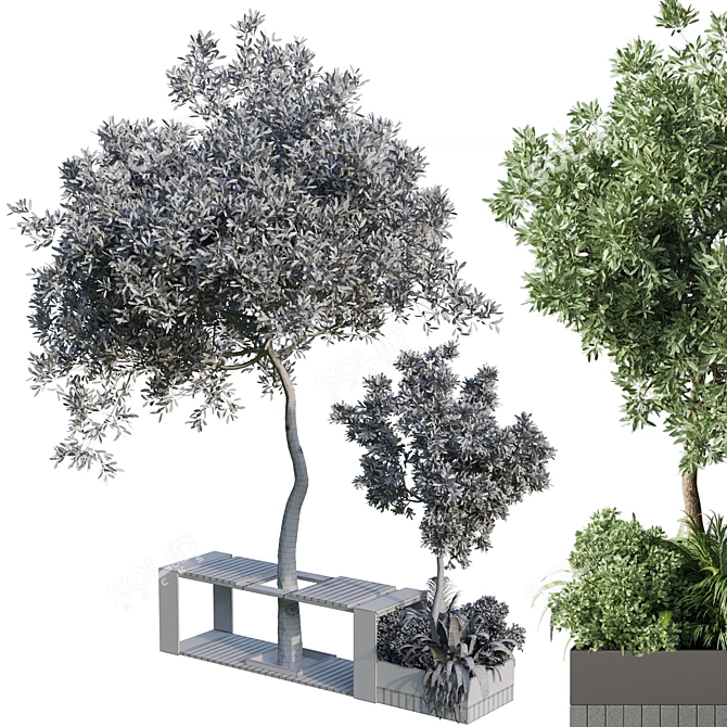 Urban Green Benches 3D model image 6