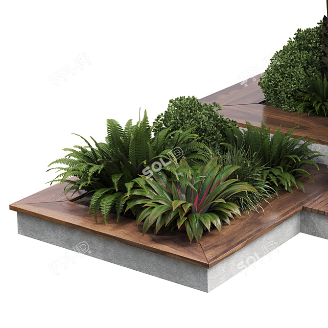 Outdoor Plant Collection: 58 Garden Pot, Tree, Palm, Bush, Fern, Grass, Wood Vase 3D model image 3