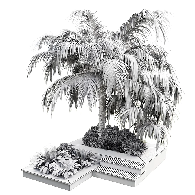 Outdoor Plant Collection: 58 Garden Pot, Tree, Palm, Bush, Fern, Grass, Wood Vase 3D model image 5