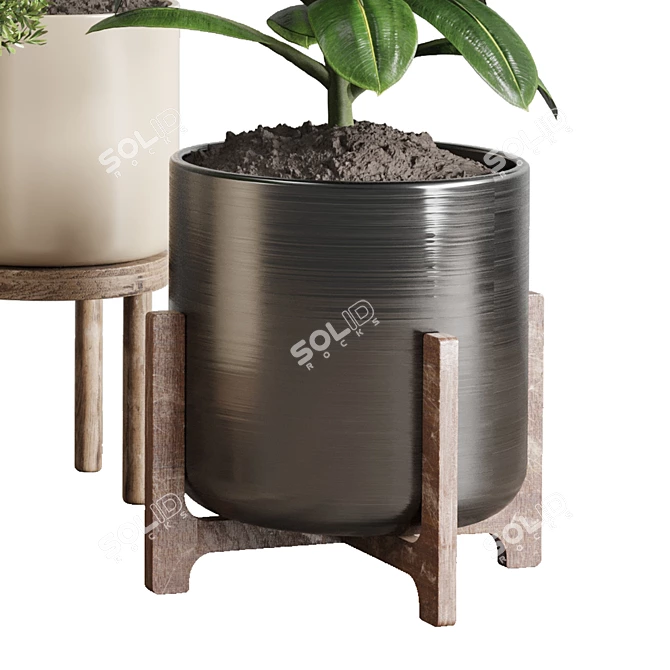 Wooden Vase Collection for Indoor Plant 3D model image 4