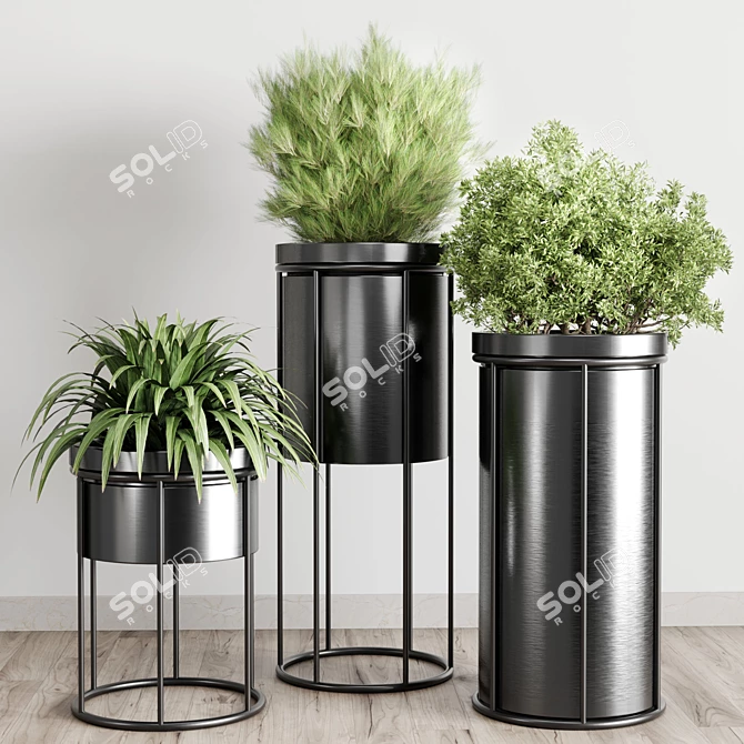 Metal Vase Plant Stand: Stylish Indoor/Outdoor Collection 3D model image 2