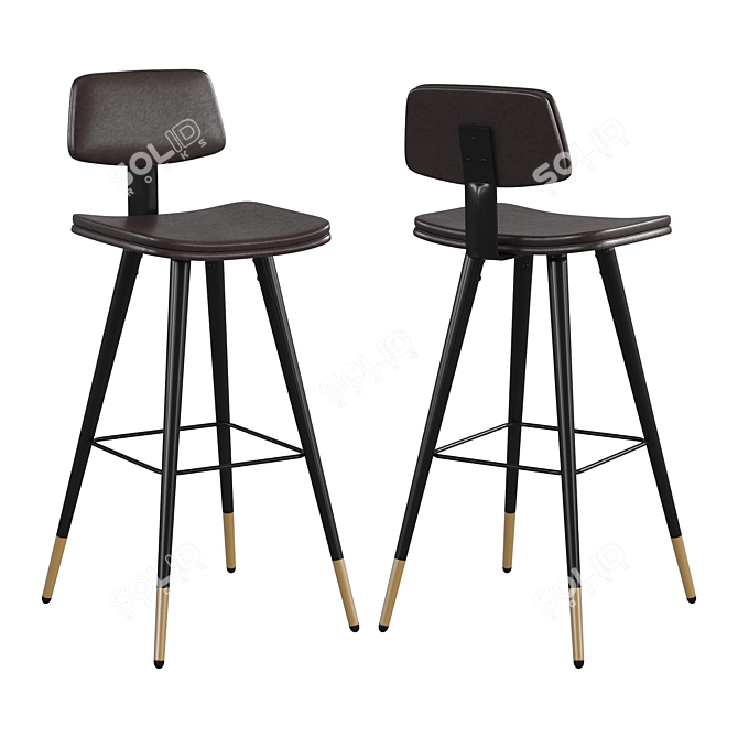 Title: Flash Furniture Leather Bar Stool 3D model image 2