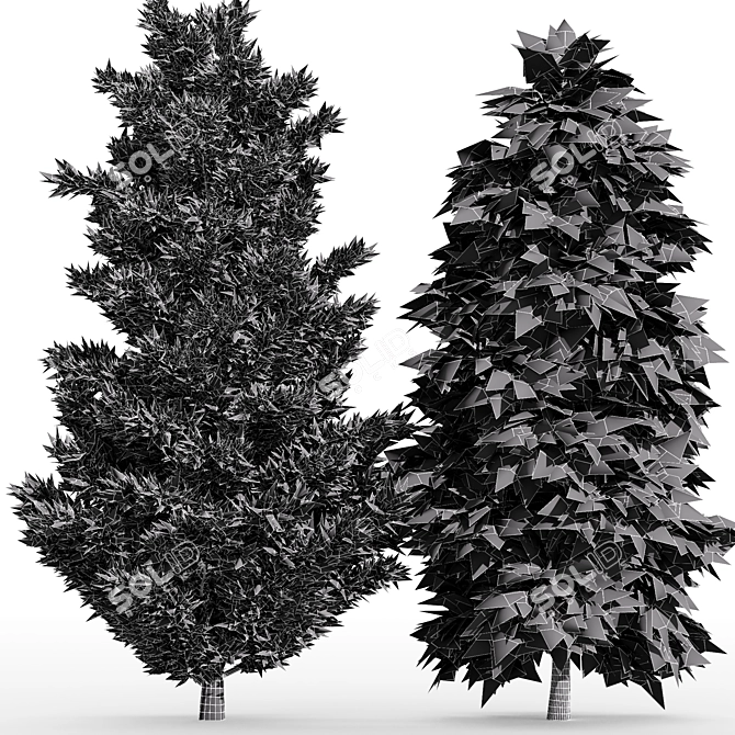 Elegant Leyland & Hinoki Cypress Trees 3D model image 4