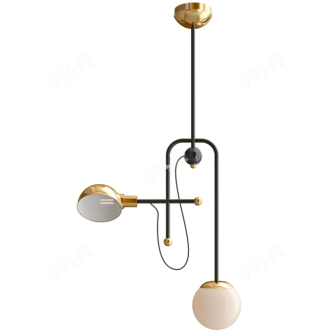 Modern Pendant Lamp with Dual Shades 3D model image 3