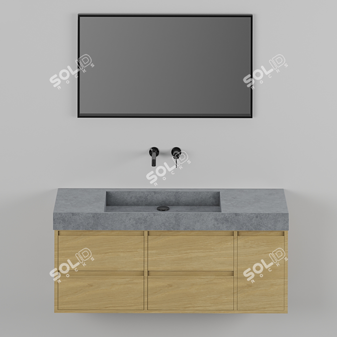 Sleek Corian Bathroom Sink 3D model image 1