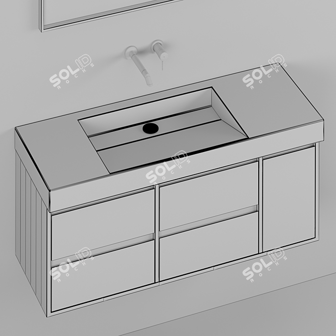 Sleek Corian Bathroom Sink 3D model image 4