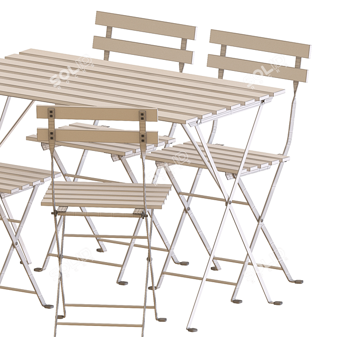 Outdoor Folding Table and Chairs Set 3D model image 6
