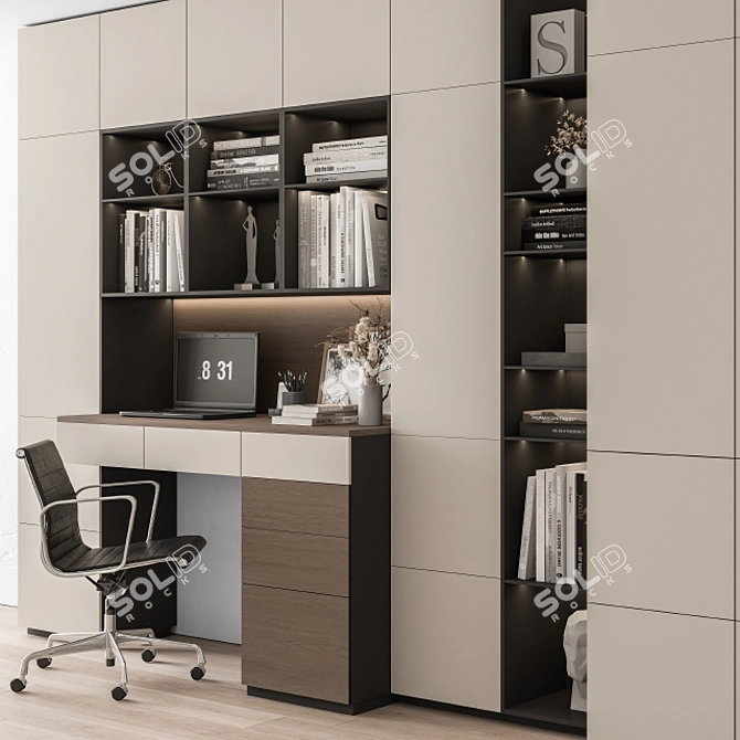 Sleek Home Office Set 3D model image 2