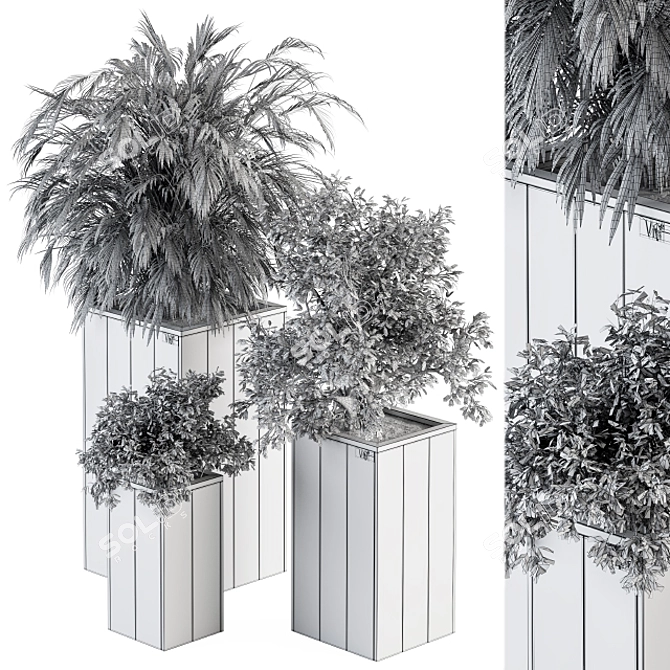 Natural Wood Garden Box Set 3D model image 4