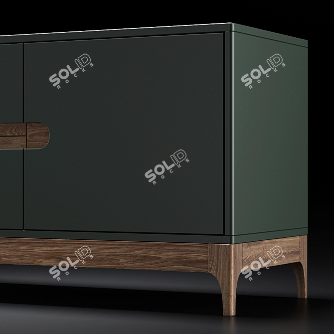 Modern Oak TV Console 3D model image 2