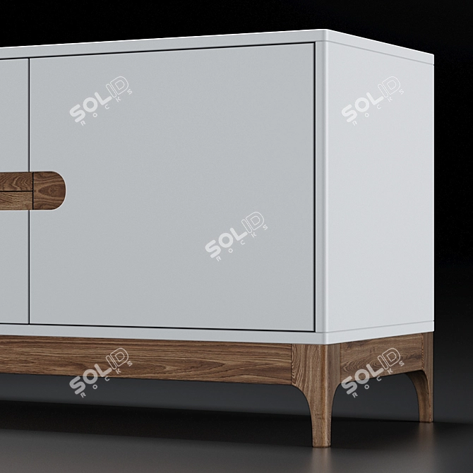 Modern Oak TV Console 3D model image 5