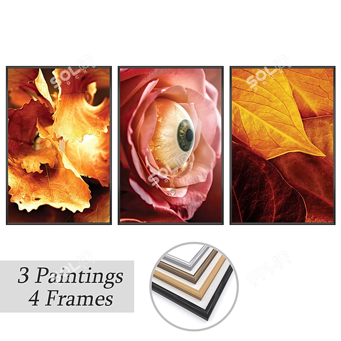 Versatile Set of 3 Wall Paintings 3D model image 1