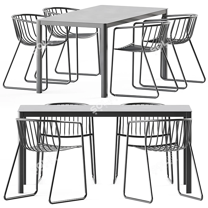 Sleek Nude Ar Table & Chair 3D model image 1