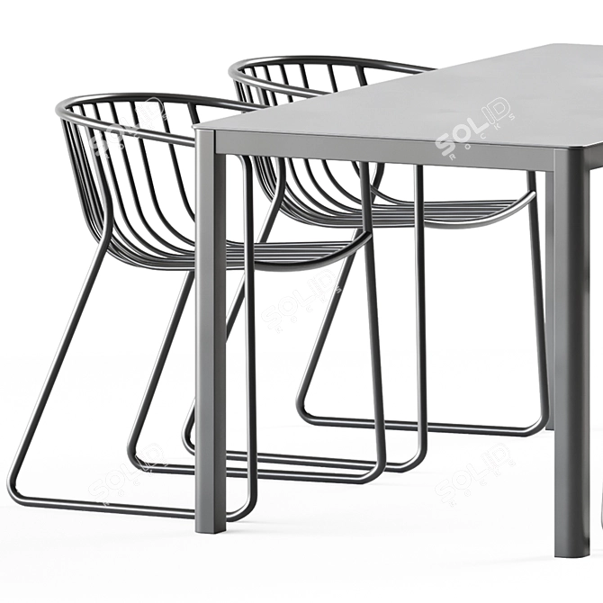 Sleek Nude Ar Table & Chair 3D model image 2