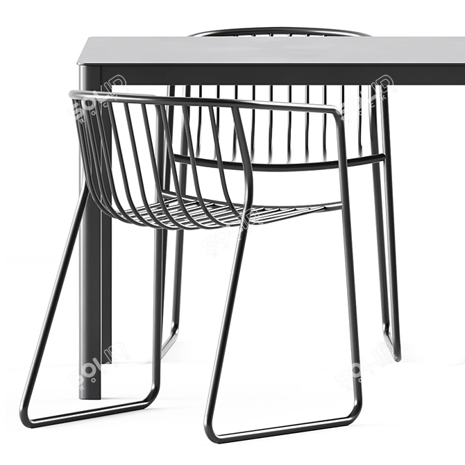 Sleek Nude Ar Table & Chair 3D model image 3