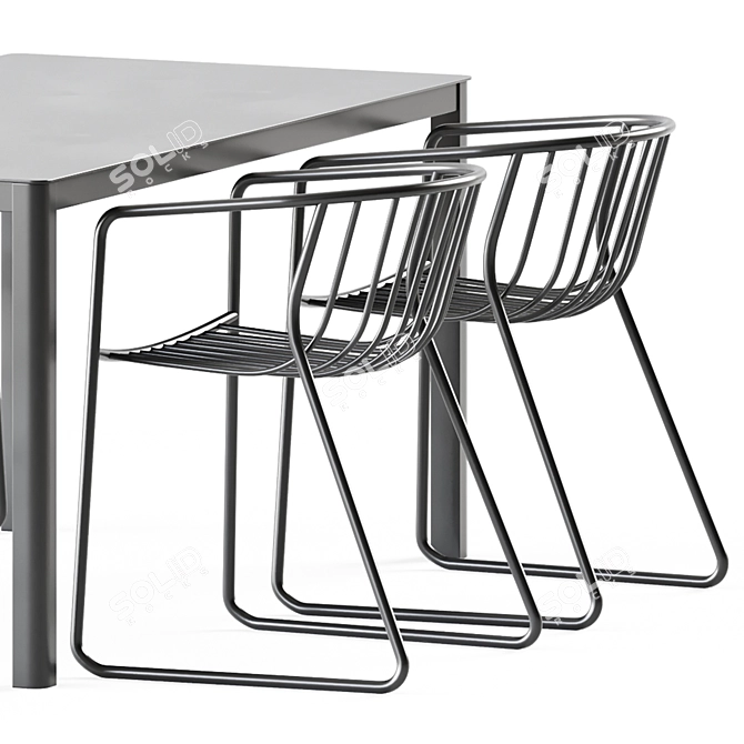 Sleek Nude Ar Table & Chair 3D model image 4