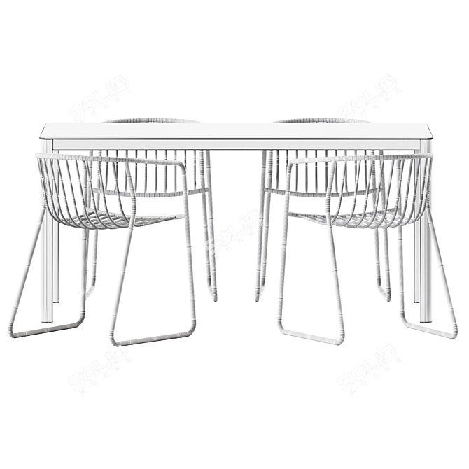 Sleek Nude Ar Table & Chair 3D model image 5