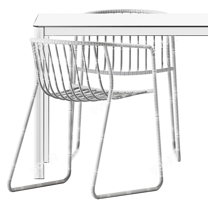 Sleek Nude Ar Table & Chair 3D model image 6