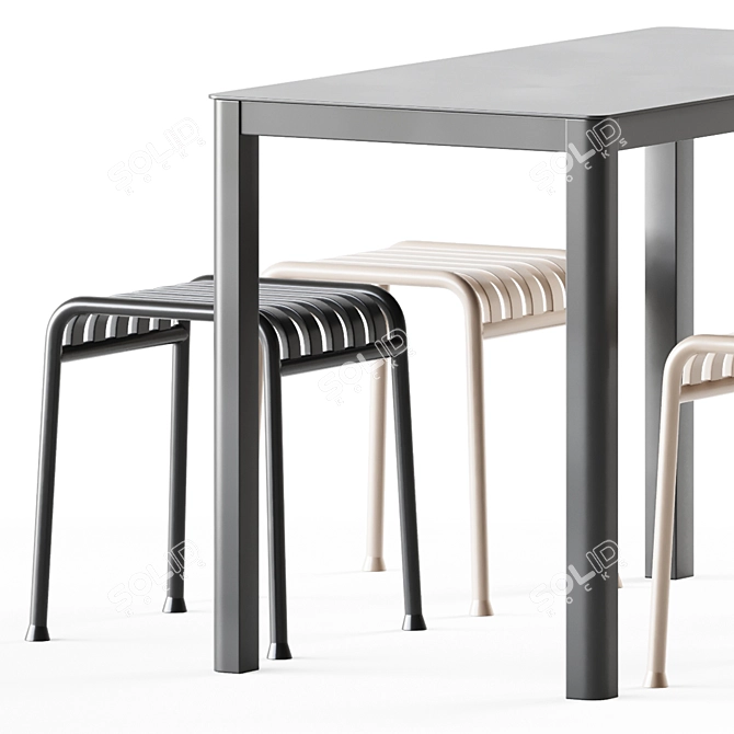 Elegant Dining Set: La Table & Palissade Stool 3D model image 2