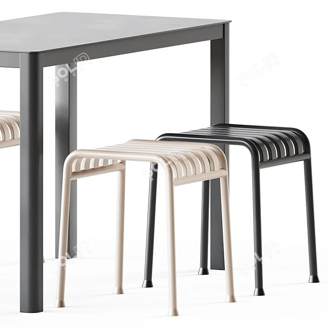 Elegant Dining Set: La Table & Palissade Stool 3D model image 4