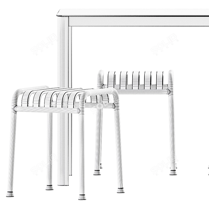 Elegant Dining Set: La Table & Palissade Stool 3D model image 7