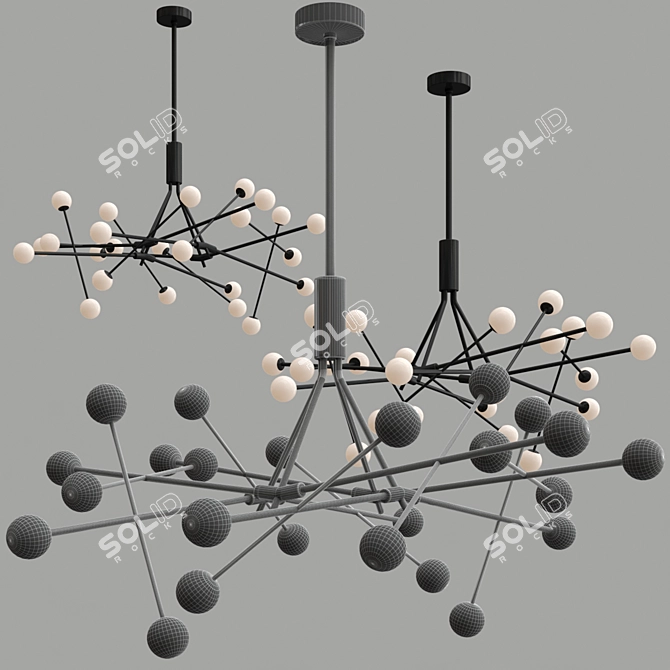 Elegant Moto LED Chandelier 3D model image 2