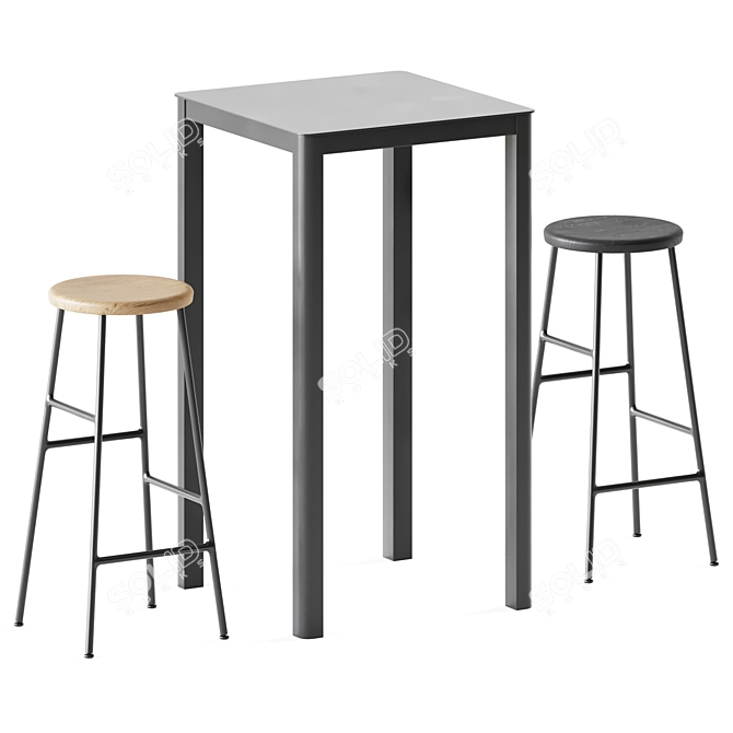 Sleek Bar Set: La High Table & Cornet Bar Stool 3D model image 1